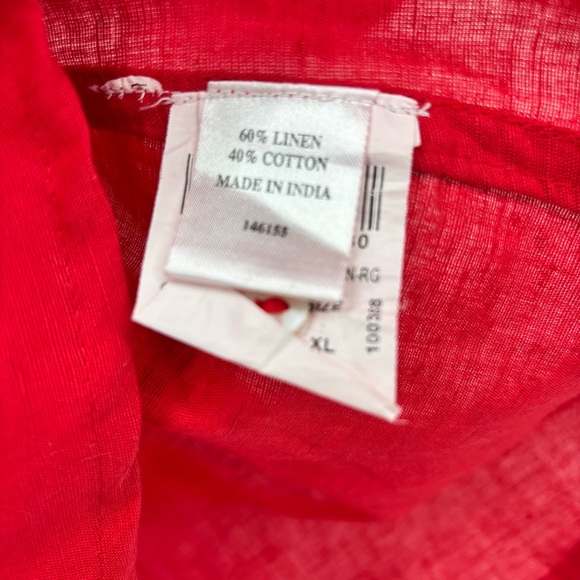 Red 60% Linen, 40% Cotton Top - Picture 9 of 9